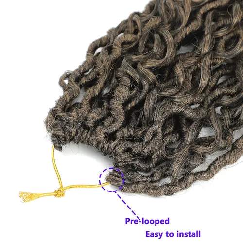 Miniatura 4 de 6 paquetes de cabello sintético rizado de Locs Crochet de 22 pulgadas, cabello de ganchillo estilo diosa, trenzas hippie sintéticas, extensiones