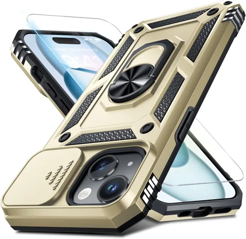 Miniatura 122 de Janmitta - Funda para iPhone 14 Pro con cubierta deslizante para lente de cámara incorporada + protector de pantalla, funda de cuerpo completo