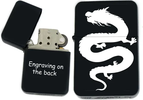Miniatura 25 de Groomsman - Encendedor personalizado a prueba de viento negro mate, grabado láser gratuito para él, marido, padre, padrinos de boda Yin-yang-tigre