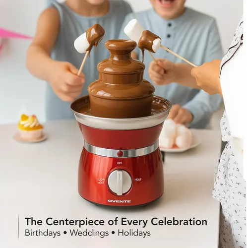 Miniatura 2 de OVENTE Máquina de fuente de fondue de chocolate de 3 niveles, mini calentador eléctrico de acero inoxidable para fiestas, queso derretido, licores