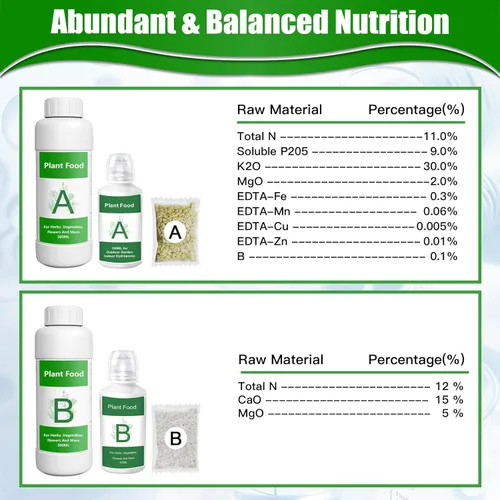 Miniatura 7 de Nutrientes hidropónicos para plantas de 33.8 fl oz, sistema de cultivo hidropónico de hierbas de interior, alimento general para plantas, A y B