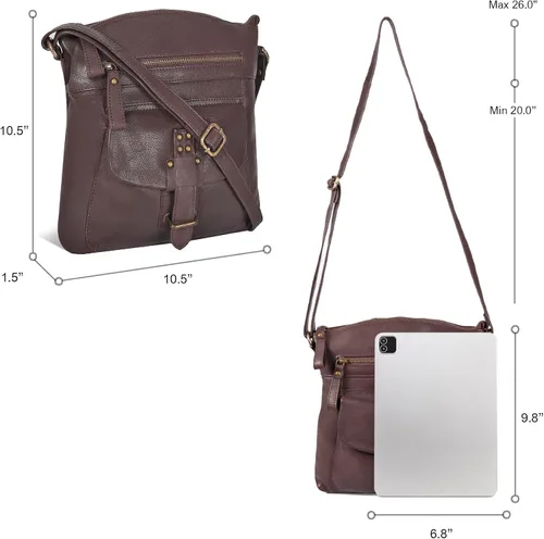 Miniatura 4 de Oak Leathers Leather Crossbody Bag For Women With Adjustable Sling Strap - Medium Size Crossover Shoulder Handbag Purse