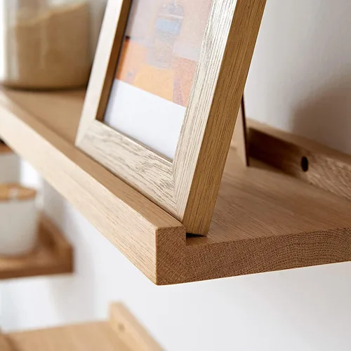 Miniatura 5 de Estantes flotantes montados en la pared, estantes de pared de 12 pulgadas para decoración y almacenamiento, estante de madera de roble macizo Natural