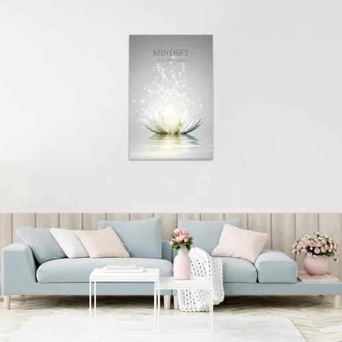 Miniatura 3 de Lienzo decorativo de pared con diseño de flor de loto, póster con citas motivacionales de mentalidad, para oficina zen, decoración de pared