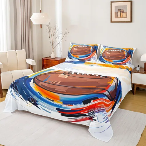 Miniatura 25 de Sábanas de baloncesto tamaño matrimonial con bolsillo profundo para niños, ropa de cama deportiva, juego de sábanas para atletas de baloncesto