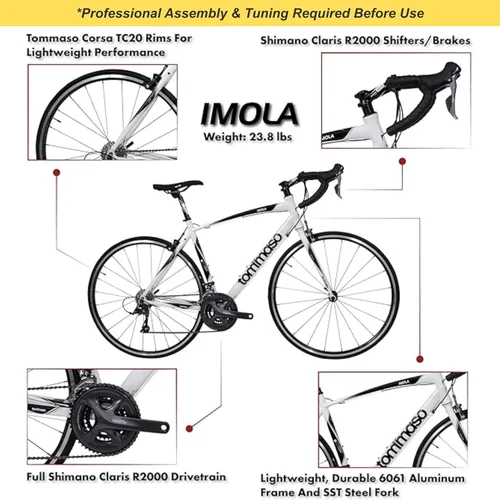 Miniatura 2 de Tommaso Imola - Bicicleta deportiva de aluminio de alto rendimiento, Shimano Claris 24 velocidades, bicicleta de carretera para hombre Blanco