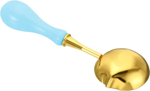 Miniatura 5 de PATIKIL Cuchara de sellado de cera de 4 pulgadas, 3 cucharas de fusión de sellado de cera de latón, mango de madera vintage para sellos, sobre, Azul