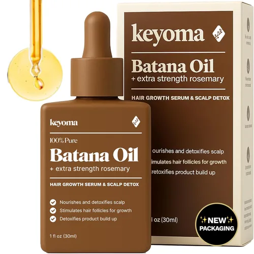 Keyoma Aceite de batana para el crecimiento del cabello con romero: nutre y desintoxica el cuero cabelludo para un cabello más grueso, más fuerte y