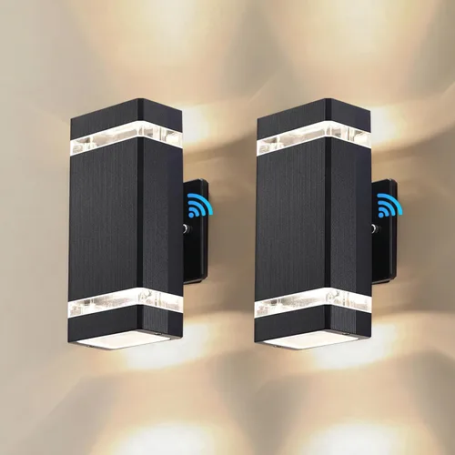 Miniatura 10 de iYogaled Lámpara exterior del amanecer al anochecer, bombillas de porche delantero incluidas, aplique de pared exterior, luces de arriba y abajo al