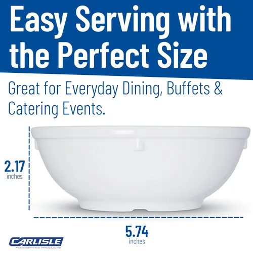 Miniatura 5 de Carlisle FoodService Products Dallas Ware - Cuenco de plástico reutilizable para bufés, hogar y restaurantes, melamina, 16 onzas, color blanco