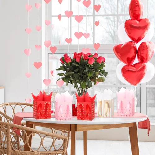 Miniatura 5 de Tenare 12 bolsas de regalo pequeñas, mini bolsa de papel metálica a granel con asa de papel de seda para envoltura de regalo, día del padre, blanco.