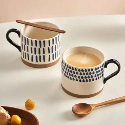 Miniatura 8 de SOUJOY Juego de 4 tazas de café grandes de cerámica, tazas de café pintadas a mano de 15 onzas con asas, tazas de sopa de porcelana esmaltada