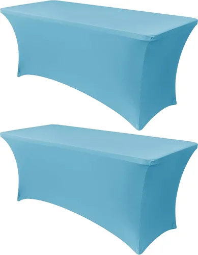 Miniatura 10 de Obstal Funda de mesa de elastano elástica de 4 pies para mesas plegables estándar, paquete de 2 manteles rectangulares universales ajustables