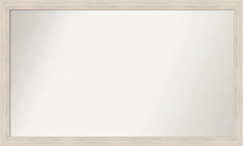 Miniatura 469 de Amanti Art Espejo de baño blanco para sobre el fregadero, 30 x 35 pulgadas, espejo de tocador rectangular estrecho de Eva de oro blanco, marco