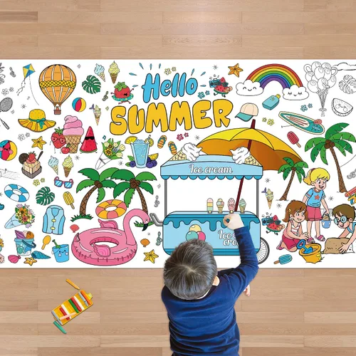 Miniatura 29 de OHOME Póster/mantel gigante de Navidad para colorear, manualidades de Navidad para niños, 30 x 72 pulgadas, pancarta de papel gigante para colorear