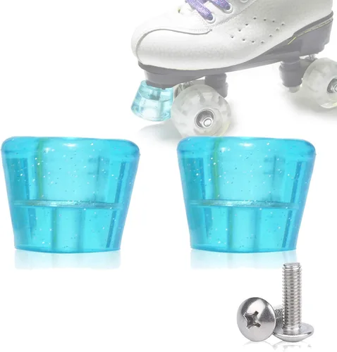 Miniatura 4 de Tapones de goma PU para patinaje con ruedas, 1 par con tornillos Azul