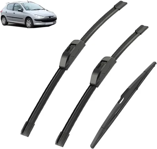 Juego de limpiaparabrisas delantero y trasero compatible con Peugeot 206 Hatchback 2001-2006 parabrisas ventana 26 16 pulgadas 14 pulgadas