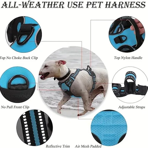 Miniatura 5 de Dog Harness, No Pull Large, Release on Neck, Front Back Clips Dog Vest Harness Reflective Adjustable Padded,for Outdoor Walking Training(L,Black)