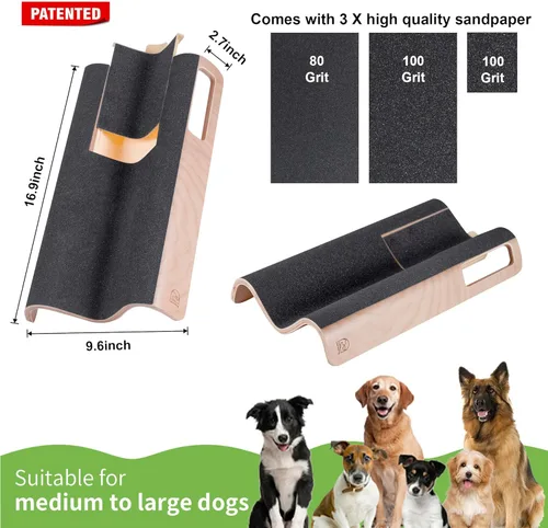 Miniatura 4 de Almohadilla Rascadora de Uñas para Perros en Forma de M con Caja de Golosinas, Tablero Rascador de Uñas para Perros Grandes, Juguete Lima de Uñas