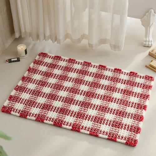 Miniatura 49 de TYUU Tapete de baño estilo gofre, tapete de baño bohemio, antideslizante, lavable, súper absorbente, de secado rápido, bonito tapete de baño