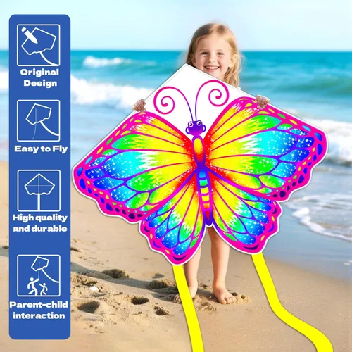 Miniatura 3 de YongnKids Cometa para niños fácil de volar – Cometas para niños, niñas, niños y adultos, fácil de volar, perfecto para Pascua, cumpleaños, idea