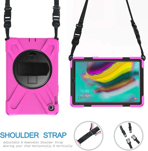 Miniatura 6 de IVY Funda con función atril de 360 grados compatible con Samsung Galaxy Tab A 9.7 2015 (SM-T550) con correa para la muñeca y correa para el hombro