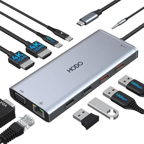 Miniatura 9 de Adaptador multipuerto USB-C para MacBook Air/Pro - Dongle HDMI 6 en 1 con puertos 4K, USB 3.0, lector de tarjetas SD/TF para MacBook M1/m2/m3/m4
