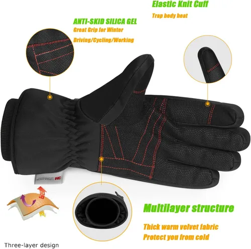 Miniatura 2 de MOREOK Waterproof & Windproof -10F Winter Gloves for MenWomen, 3M Thinsulate Thermal Gloves Touch Screen Warm Gloves for