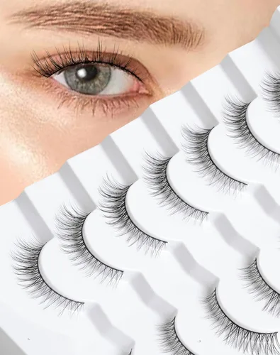 Miniatura 21 de Onlyall Pestañas naturales, pestañas postizas de aspecto natural, pestañas postizas acampanadas, pestañas postizas suaves y esponjosas, 7 pares D12