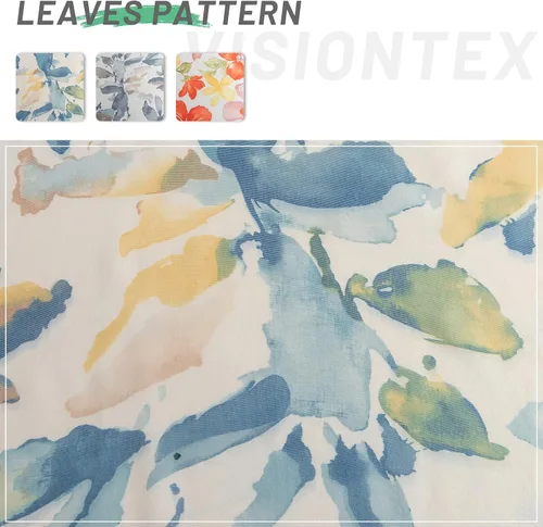 Miniatura 5 de VISIONTEX Cortinas transparentes con estampado de gasa, estilo abstracto europeo, estampado de hojas azules y amarillas, 2 paneles para decoración