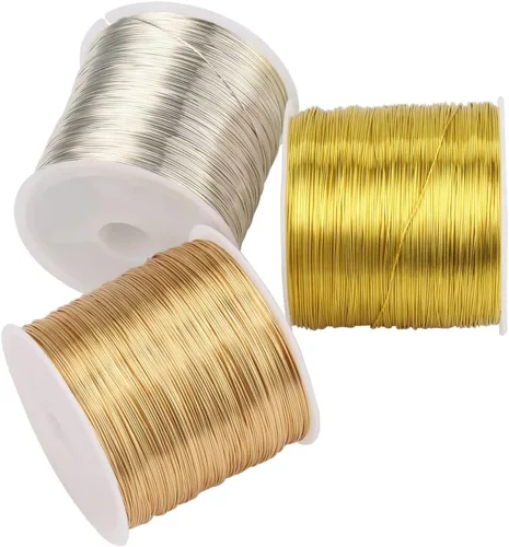 Miniatura 7 de Alambre de cobre para hacer joyas, 328.1 ft x 0.012 in, alambre de cobre para manualidades, pulseras, collares, aretes, dorado