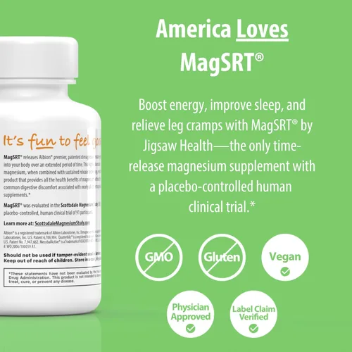 Miniatura 3 de Jigsaw Health MagSRT Suplemento de magnesio con vitamina B6, ácido fólico y B12 120 tabletas 30 porciones