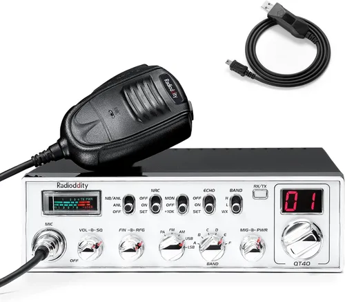 Radioddity QT40 Radio de Ham de 10 Metros SSB, Radio Aficionada de 40W de Alta Potencia con Reducción de Ruido Digital y Alerta NOAA, Transceptor