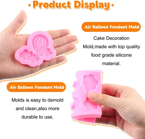 Miniatura 3 de Moldes de silicona para globos de aire caliente, para decoración de pasteles, decoración de cupcakes, pasta de goma de mascar de polímero