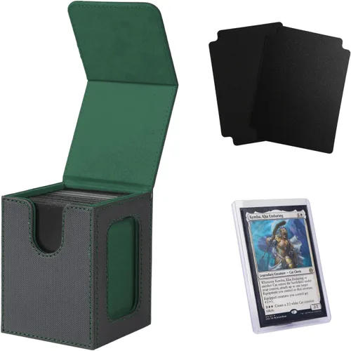 Miniatura 15 de Venssu MTG Caja de cubierta para pantalla Commander, caja de cartas para 100 tarjetas de doble funda, almacenamiento de tarjetas TCG con 2 divisores
