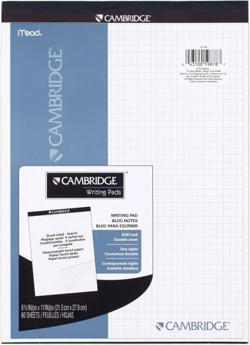 Miniatura 7 de Cambridge Cuaderno, cuádruple rayado, 8-1/2" x 11", 80 hojas, bloc de escritura, encuadernado (59878)