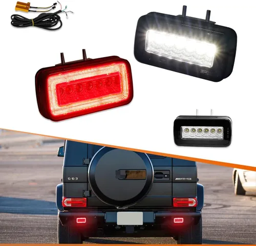 Miniatura 10 de ADIIL Kit de 2 luces LED 3 en 1 con lente roja de respaldo, reversa y antiniebla para Mercedes Benz W463 Clase G 1986-2018, G500, G550, G55, G63 AMG