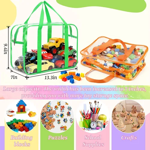 Miniatura 2 de 6 bolsas grandes de almacenamiento de juguetes, cajas de juguetes reutilizables de PVC transparente, organizador de juguetes de alta capacidad