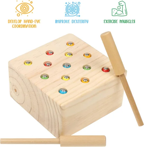 Miniatura 2 de Boxiki kids Juguetes Montessori de madera para bebés, niños pequeños y niños, habilidades motoras finas, juego de gusano magnético para 3 años