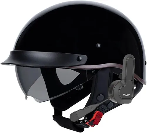 Miniatura 8 de Casco de motocicleta con Bluetooth, estilo alemán, casco abierto, aprobado por DOT, micrófono con altavoz integrado con visera retráctil
