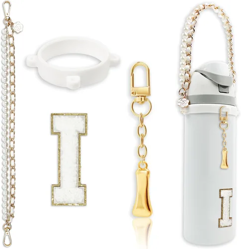 Miniatura 17 de Letter Handle Strap Accessories with Cute Initial Charm Compatible with Owala Water Bottle 24oz 32oz 40oz Owala Kids Púrpura