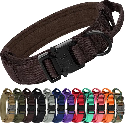 Miniatura 18 de Joytale Collar táctico para perro con asa, collar militar ajustable y resistente con 2 parches para entrenamiento, adecuado para perros medianos