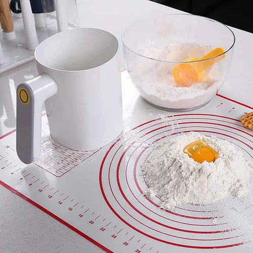 Miniatura 2 de Tamiz eléctrico de harina para hornear, tamiz de 4 tazas con malla fina de acero inoxidable, mango de mano para apretar, fácil de limpiar, tamiz