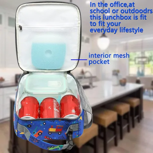 Miniatura 2 de FlowFly Lonchera para niños, bolsa suave aislada, mini hielera para el regreso a clases, kit de bolsa térmica para comidas, para niñas, niños, Coche