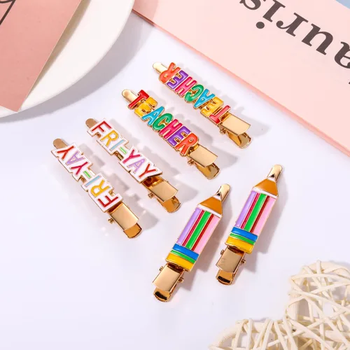 Miniatura 5 de ANGLESJELL Pinzas para el cabello para mujer, lindas horquillas de lápiz de manzana, pasadores de pelo de cristal FRI-YAY, accesorio para el cabello