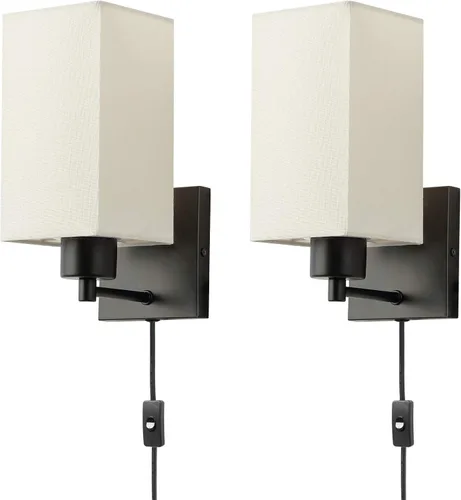 KOONTING® Juego de 2 apliques de pared enchufables, lámpara de pared rústica con cable de enchufe e interruptor de palanca de encendido/apagado,