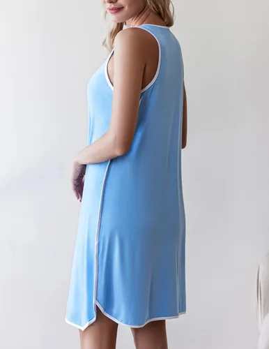 Miniatura 4 de Ekouaer - Vestido sin mangas para mujer, a rayas, de pijama, para embarazada, para amamantar
