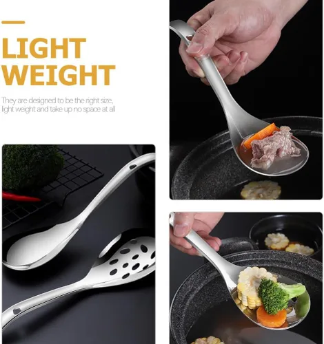 Miniatura 6 de Luxshiny Juego de paletas de arroz de acero inoxidable con cuchara de servir ranurada, utensilios de cocina portátiles de 2 piezas para el hogar