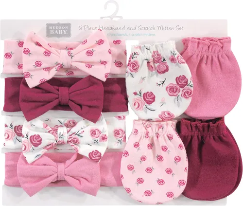 Miniatura 94 de Hudson Baby Conjunto de diadema de algodón y manoplas para rascar para bebé