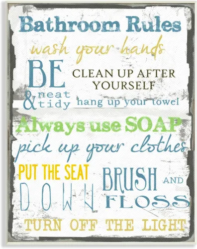 Miniatura 5 de The Stupell Home Decor Collection - Placa de pared para baño "Bathroom Rules